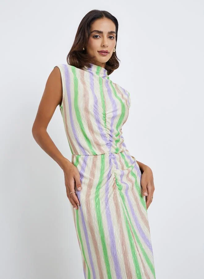 Styli Women Sleeveless Striped Maxi Dress
